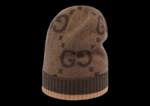 Gucci GG Cashmere Hat Beige/Dark Brown