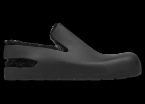 Bottega Veneta Puddle Shearling Rubber Slingback Sandal Black