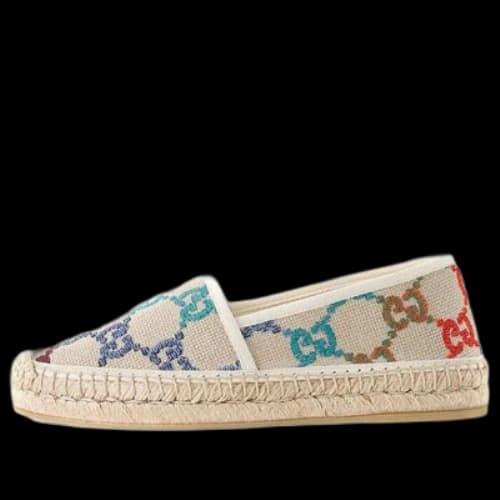 Gucci Blue GG Linen Espadrilles 'Beige Multicolor' (Women's)