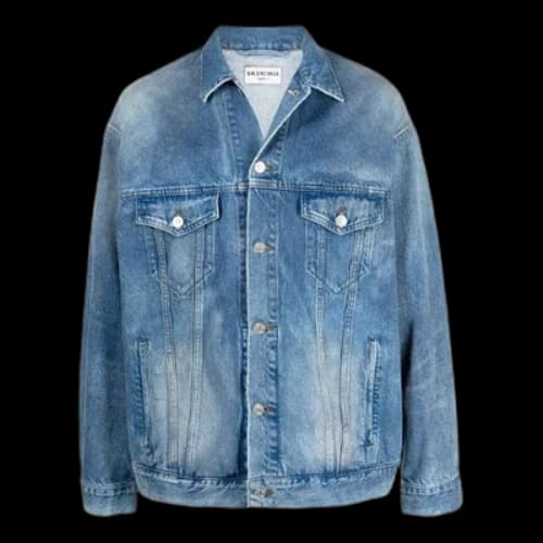 Balenciaga BB Sprayed Denim Jacket Large Fit 'Electric Blue Fuchsia'