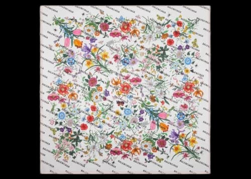 Gucci x Balenciaga The Hacker Project Flora Print Silk Shawl White