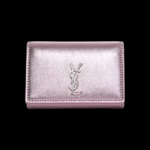 Saint Laurent Metallic Leather Key Chain 'New Azalea'