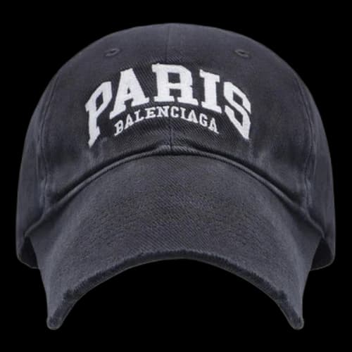 Balenciaga Paris Logo Baseball Cap 'Washed Black White'