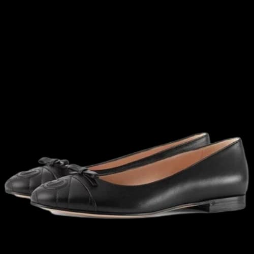 Gucci Ballet Flat With Double G Leather 'Black' (Women's)