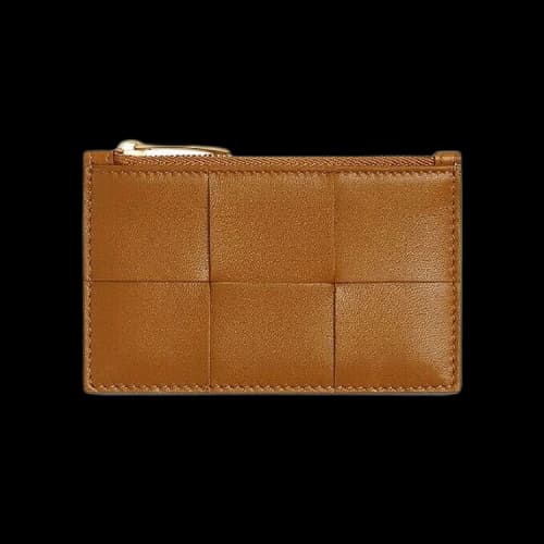 Bottega Veneta Zipped Card Case 'Camel/Gold'