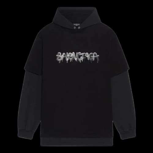 Balenciaga Slime Double Long Sleeve Hooded T-Shirt 'Black'