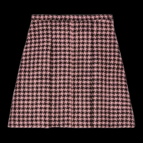 Gucci Houndstooth Tweed Wool Blend Skirt Black Pink