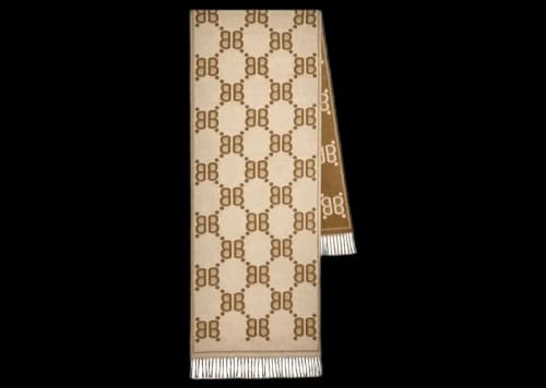 Gucci x Balenciaga The Hacker Project Allover Logo Macro Scarf Beige