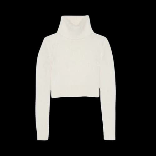 Saint Laurent Cropped Turtleneck Sweater 'Naturel'