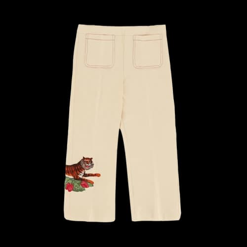 Gucci Kids Embroidered Patch Wide Leg Pants 'White'