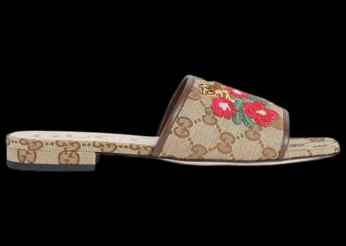 Gucci GG Sandal Slide Tiger Floral Embroidery (Women's)