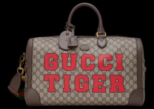 Gucci Tiger GG Small Duffle Bag Beige/Ebony