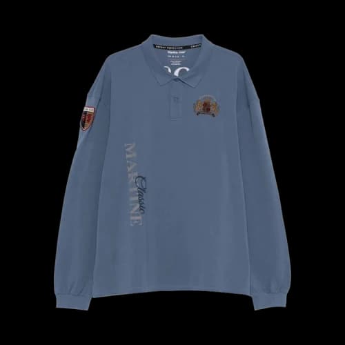 Martine Rose Long-Sleeve Polo 'Blue Navy Washed'
