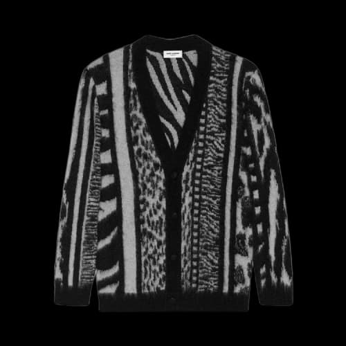 Saint Laurent Patchwork Skate Cardigan 'Noir/Natural'
