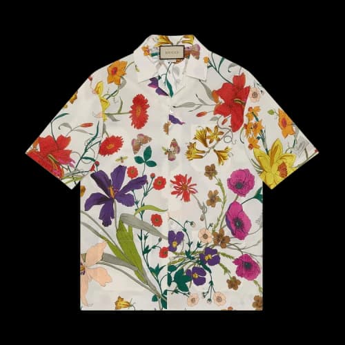 Gucci Flora Print Muslin Bowling Shirt 'Multicolor'