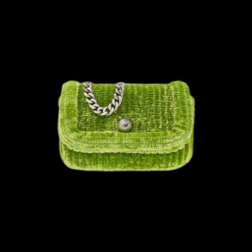 Bottega Veneta Chenille Corduroy Bag 'Caterpillar/Silver'