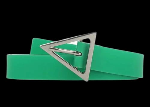 Bottega Veneta Triangle Logo Buckle Rubber Belt Green