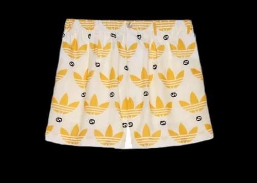 Gucci x adidas Trefoil Print Shorts Ivory/Black