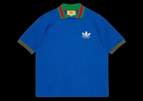 Gucci x adidas Polyester Polo Shirt Cobalt Blue