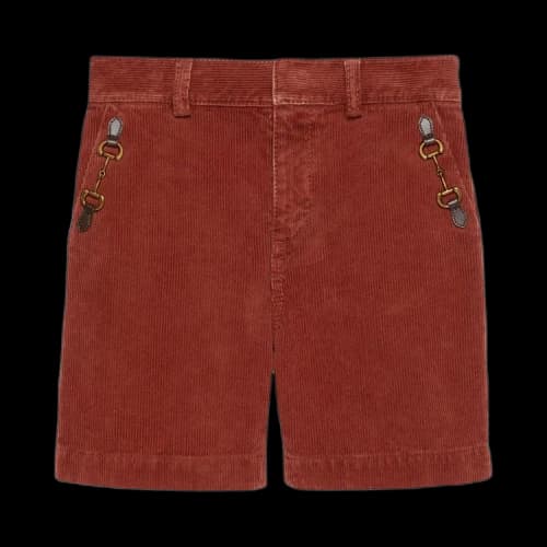 Gucci Kids Horsebit Corduroy Shorts 'Red'
