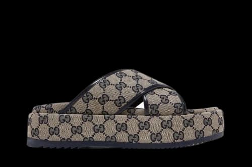 Gucci GG Platform Slide Sandal 'GG Motif - Beige Blue' (Women's)