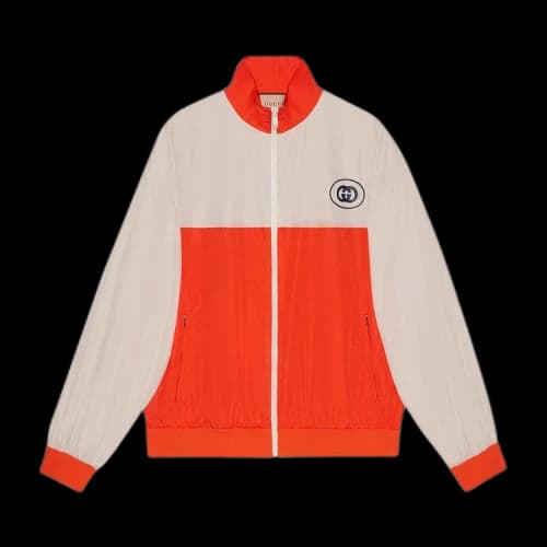 Gucci GG Logo Track Jacket 'Orange/Ivory'