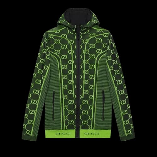 Gucci GG Tubular Jersey Zip Jacket 'Black/Green'