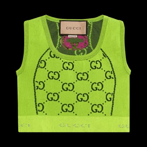 Gucci GG Jersey Jacquard Sleeveless Top 'Fluo Yellow/Black'