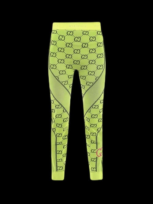Gucci Woman Jacquard GG Jersey Leggings Yellow
