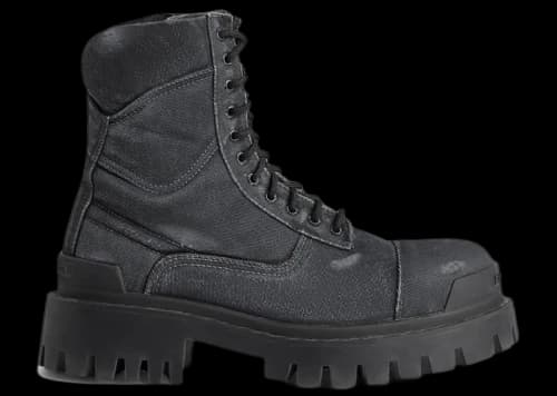 Balenciaga Combat Strike Boot Worn-Out Black Canvas