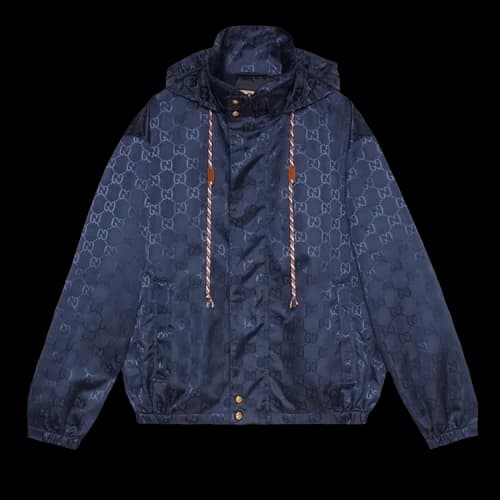 Gucci Monogram Jacquard Hooded Jacket 'Blue'