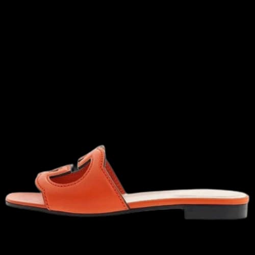 Gucci Interlocking G Cut-Out Slide Sandal 'Orange Leather' (Women's)