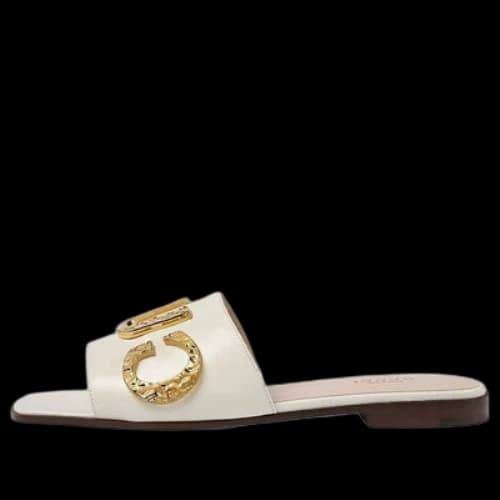 Gucci Cara Grained leather slip-on Sandal 'Off-White' (Women's)