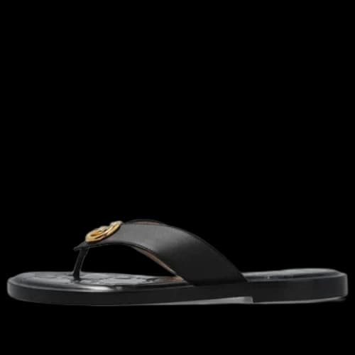 Gucci Interlocking G thong sandal 'Black Leather' (Women's)