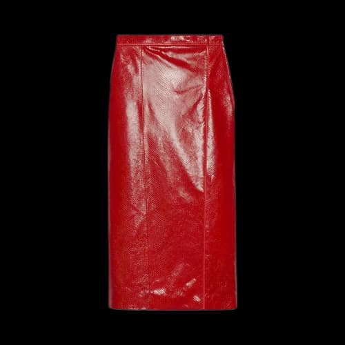 Gucci Python Print Leather Skirt 'Red'