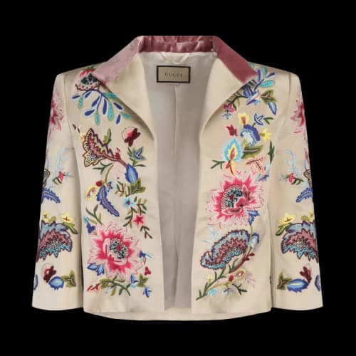 Gucci Embroidered Silk Duchess Jacket Multi