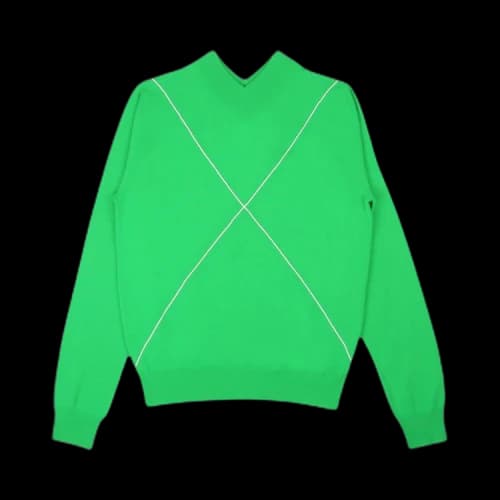 Bottega Veneta Contrast Stitch V Neck Sweater 'Grass Green'