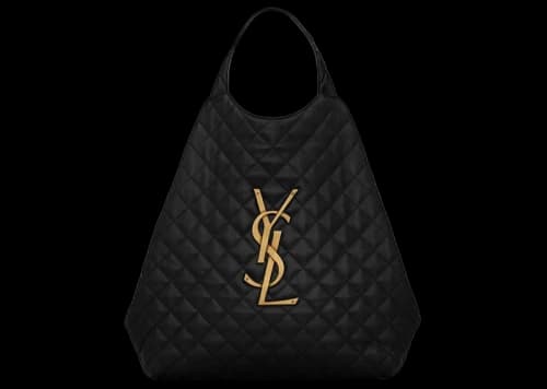 Saint Laurent Maxi Shopping Bag Icare In Pelle Di Agnello Trapuntata Black