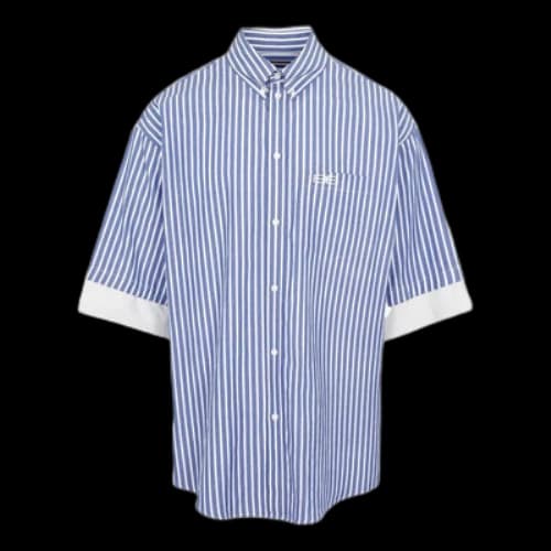 Balenciaga BB Icon Layered Short Sleeve Shirt 'Blue White'
