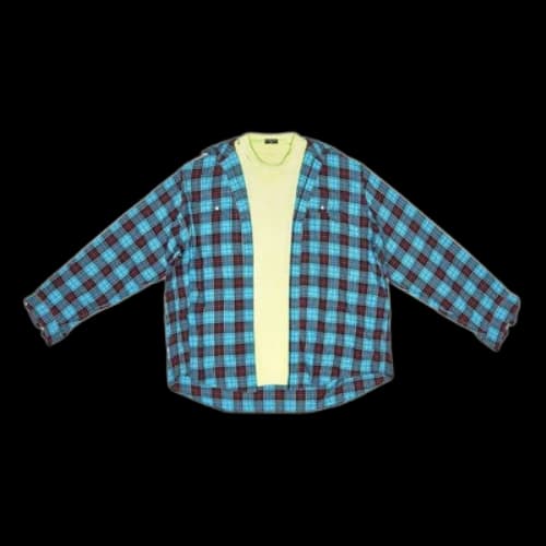 Balenciaga Trompe L'oeil Checked Shirt And T-Shirt 'Blue Neon Yellow'