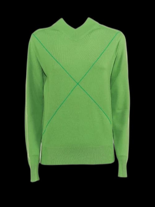 Bottega Veneta Cross Printed V-Neck Sweater Green