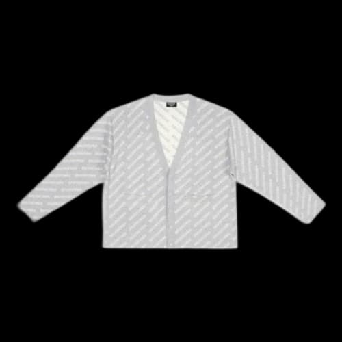 Balenciaga Mini Allover Logo Cardigan 'Light Grey White'