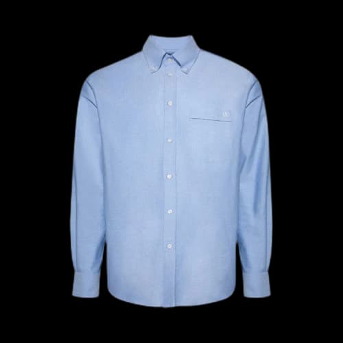 Valentino Logo Embroidered Long-Sleeve Shirt 'Celeste'