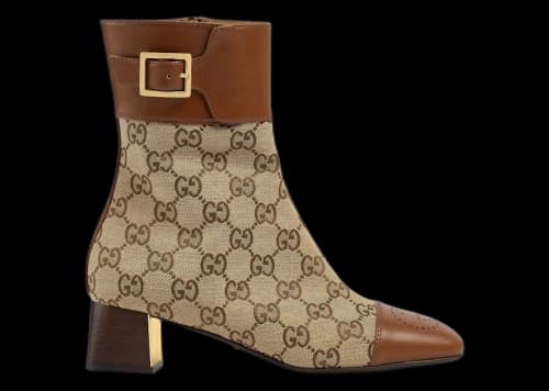 Gucci GG Monogram Ankle Boots Brown Beige (Women's)
