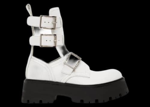Alexander McQueen Buckle Fastening Ankle Boots White Black (Women's)