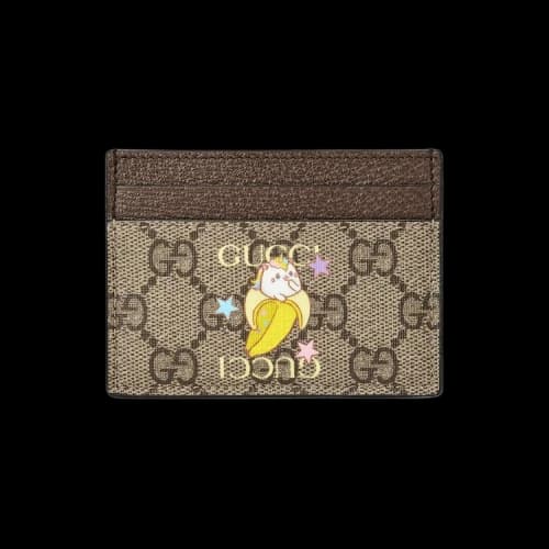 Gucci Rainbow And Stars Bananya Print Card Case 'Beige And Ebony Gg Supreme'