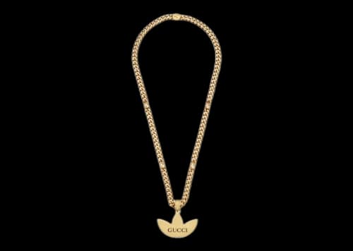 Gucci x adidas Gourmette Trefoil Pendant Necklace Yellow Gold-tone