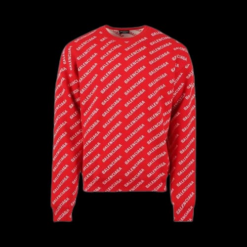 Balenciaga All Over Logo Crewneck 'Red/White'