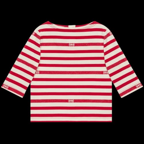 Gucci Kids Striped Jersey Shirt 'Red/White'