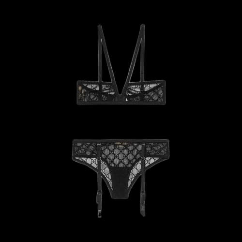 Gucci GG Star Tulle Lingerie Set 'Black'